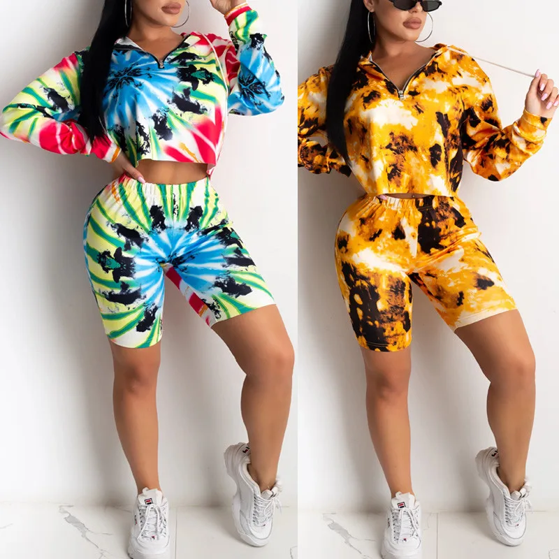 Women's Clothes Set Tracksuit 2020 Long Sleeve Hoodies Autumn Suit Zipper V-Collar Elastic Dye Printed Casual Yellow Shorts
Women's Clothes Set Tracksuit 2020 Long Sleeve Hoodies Autumn Suit Zipper V-Collar Elastic Dye Printed Casual Yellow Shorts