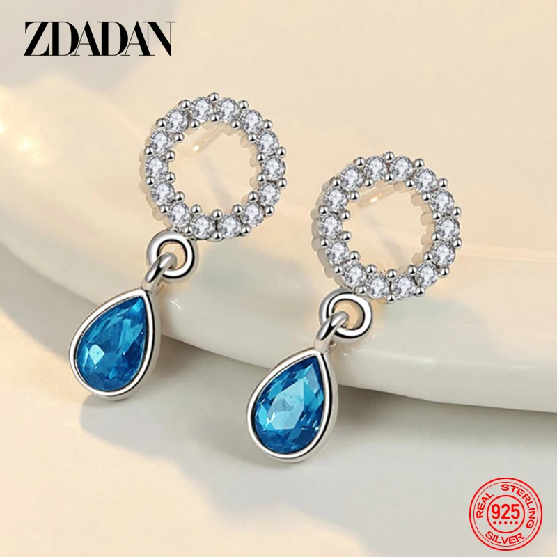 ZDADAN 925 Sterling Silver Blue Crystal Water Drop Long Dangle Earrings For Women Fashion Jewelry Gift
ZDADAN 925 Sterling Silver Blue Crystal Water Drop Long Dangle Earrings For Women Fashion Jewelry Gift