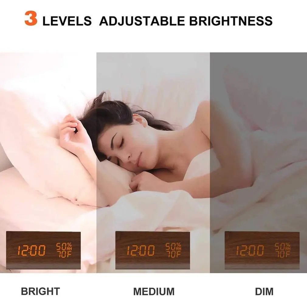 Rectangular Wooden LED Digital Humidity Temperature Alarm Clock Electronic Luminous Perpetual Calendar Decor Clock For Bedroom
Rectangular Wooden LED Digital Humidity Temperature Alarm Clock Electronic Luminous Perpetual Calendar Decor Clock For Bedroom