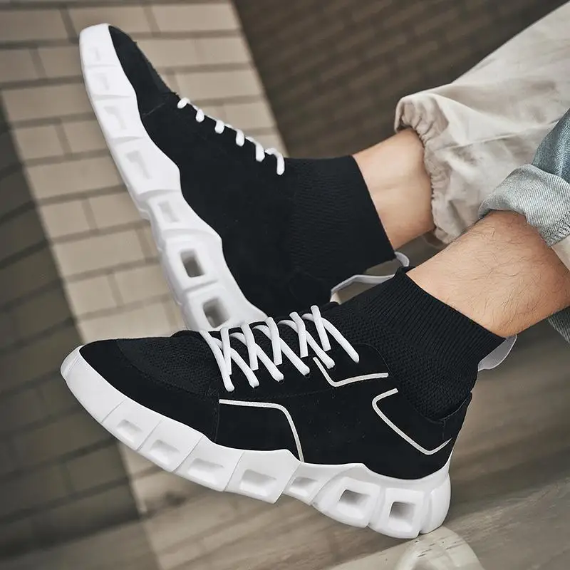 High Top Running Shoes Mens Outdoor Sports Shoes Fashion Youth Casual Shoes Tide Wild Fly Woven Stretch Sneakers Made In China 
High Top Running Shoes Mens Outdoor Sports Shoes Fashion Youth Casual Shoes Tide Wild Fly Woven Stretch Sneakers Made In China