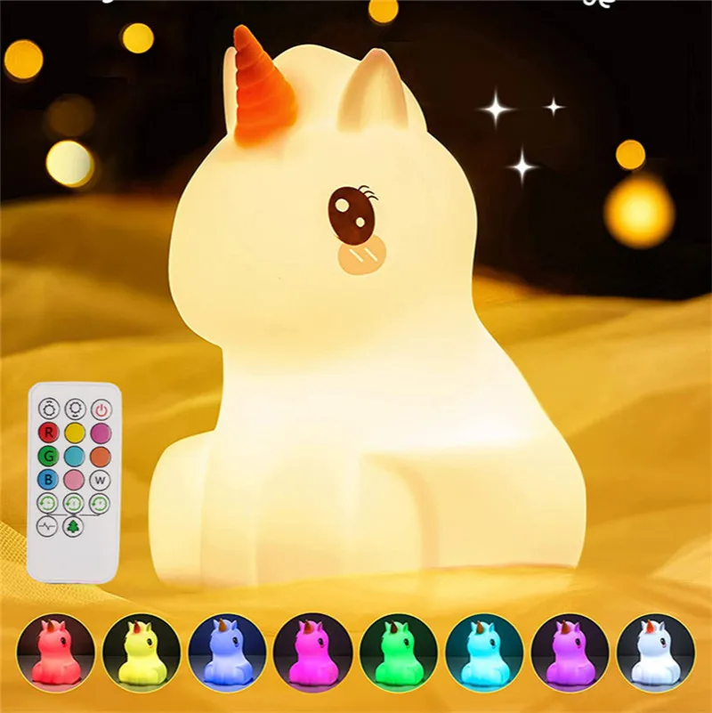 Unicorn Night Light Silicone Night Lamp Remote Control Colorful Color-changing Led Light Usb Eye Nursing Lights Pat Light Kids
Unicorn Night Light Silicone Night Lamp Remote Control Colorful Color-changing Led Light Usb Eye Nursing Lights Pat Light Kids
