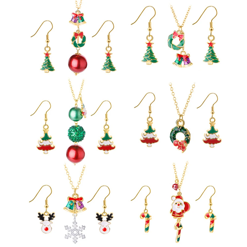 Cartoons Christmas Women Enamel Alloy Jewelry Set Santa Elk Bell Earrings Necklace Sets Xmas Accessories Gift for Girl
Cartoons Christmas Women Enamel Alloy Jewelry Set Santa Elk Bell Earrings Necklace Sets Xmas Accessories Gift for Girl