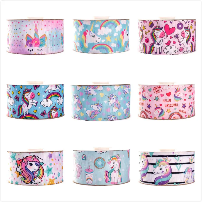 Lovely Unicorn Cartoon Heat Transfer Printed Grosgrain Ribbon 5 Yards 25mm/38mm/50mm/75mm for DIY Hair Bows
Lovely Unicorn Cartoon Heat Transfer Printed Grosgrain Ribbon 5 Yards 25mm/38mm/50mm/75mm for DIY Hair Bows
