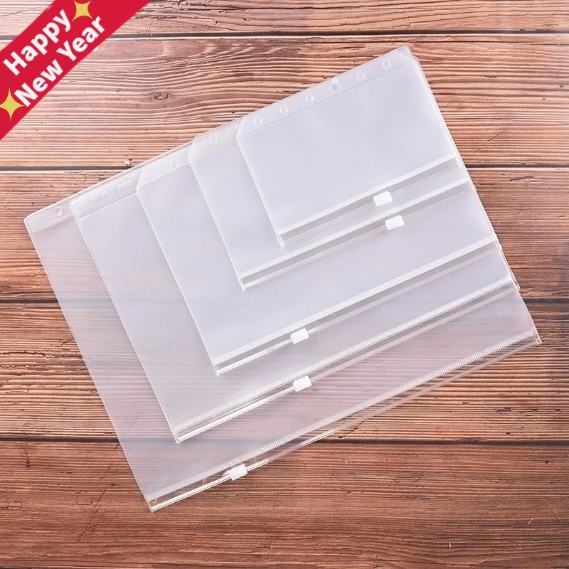 A4 A5 A6 A7 B5 File Holders Standard 6 Holes Transparent PVC Loose Leaf Pouch with Self-Styled Zipper Filing Product Binder
A4 A5 A6 A7 B5 File Holders Standard 6 Holes Transparent PVC Loose Leaf Pouch with Self-Styled Zipper Filing Product Binder