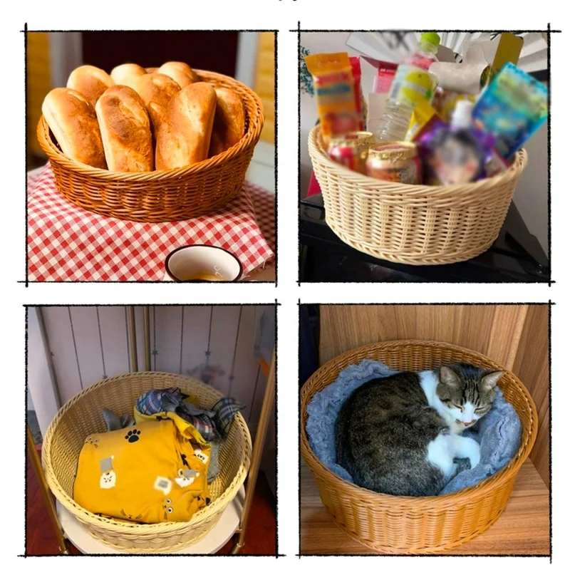 Bevel Plastic Woven Basket Bread Roll Basket Serving Basket for Food Fruit Cosmetic Storage Tabletop and Bathroom 
Bevel Plastic Woven Basket Bread Roll Basket Serving Basket for Food Fruit Cosmetic Storage Tabletop and Bathroom