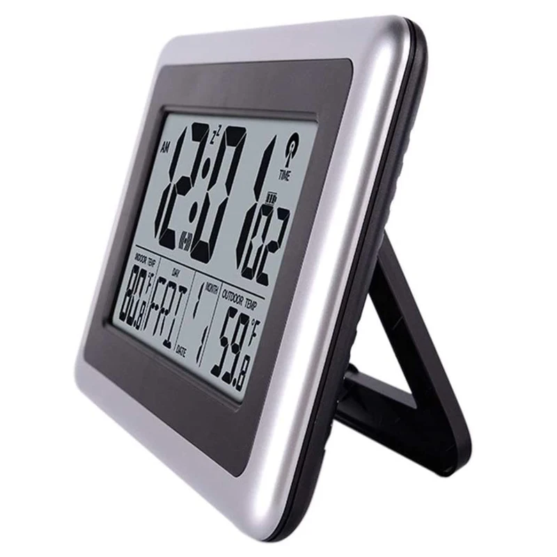 Atomic Wall Desk Clock Large Display with Indoor Outdoor Temperature Date Calendar Digital Alarm Clock Battery Operated for Room
Atomic Wall Desk Clock Large Display with Indoor Outdoor Temperature Date Calendar Digital Alarm Clock Battery Operated for Room