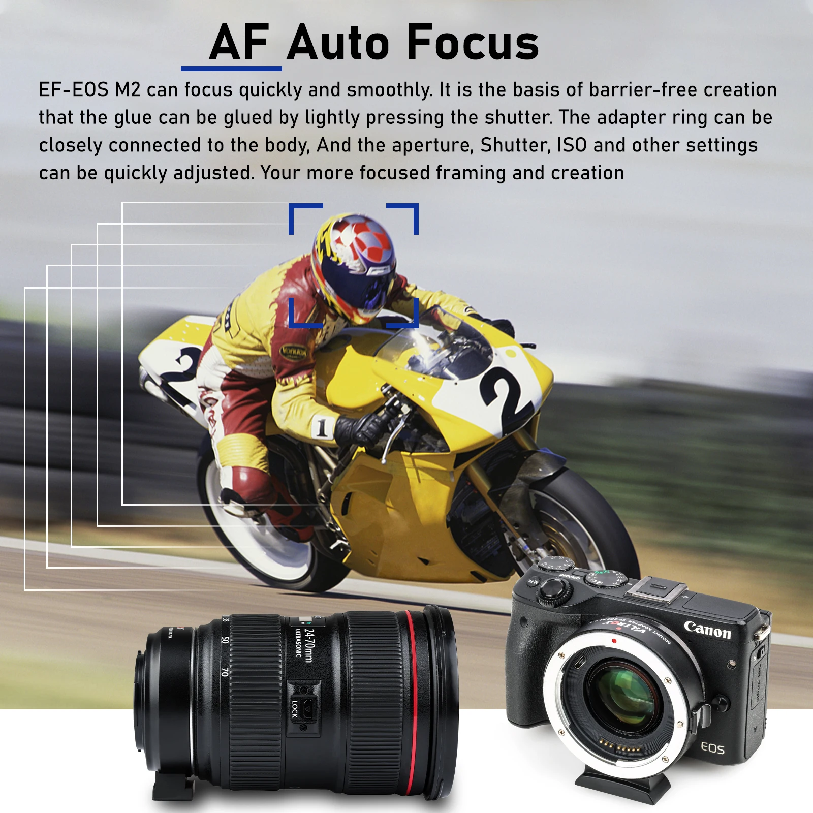 Viltrox EF-EOS M2 Lens Adapter 0.71x Focal Reducer Speed Booster Adapter AF for Canon EF mount lens to EOS EF-M camera M50 M6 M5
Viltrox EF-EOS M2 Lens Adapter 0.71x Focal Reducer Speed Booster Adapter AF for Canon EF mount lens to EOS EF-M camera M50 M6 M5