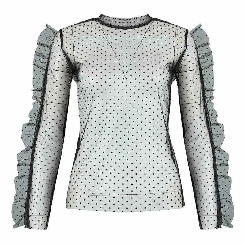 Fashion Women Mesh Sheer Puff Long Sleeve Tops Pullover Polka Dot Sexy Lady Casual Blouse T Shirts See-through Ladies Sheer S-XL
Fashion Women Mesh Sheer Puff Long Sleeve Tops Pullover Polka Dot Sexy Lady Casual Blouse T Shirts See-through Ladies Sheer S-XL