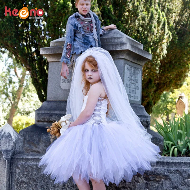 Dead Bride Girls Tutu Dress White Gray Scary Theme Girls Halloween Costume Clothes for Kids Carnival Cosplay Party Dresses
Dead Bride Girls Tutu Dress White Gray Scary Theme Girls Halloween Costume Clothes for Kids Carnival Cosplay Party Dresses