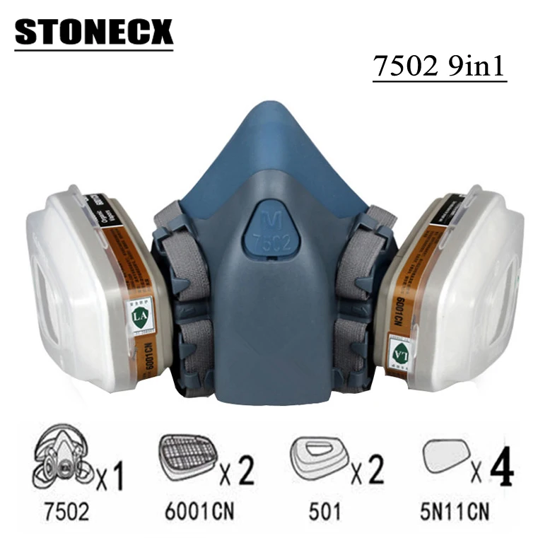 STONECX 9в1 7502 противогаз химический респиратор защитная маска промышленная краска