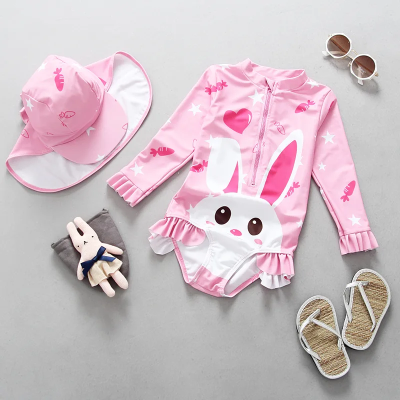 2021 Children's Long Sleeve One-Piece Swimsuit Bunny Sunscreen Hat Surfing Suit Cute Sunscreen Girls Swimsuit Summer Beach
2021 Children's Long Sleeve One-Piece Swimsuit Bunny Sunscreen Hat Surfing Suit Cute Sunscreen Girls Swimsuit Summer Beach