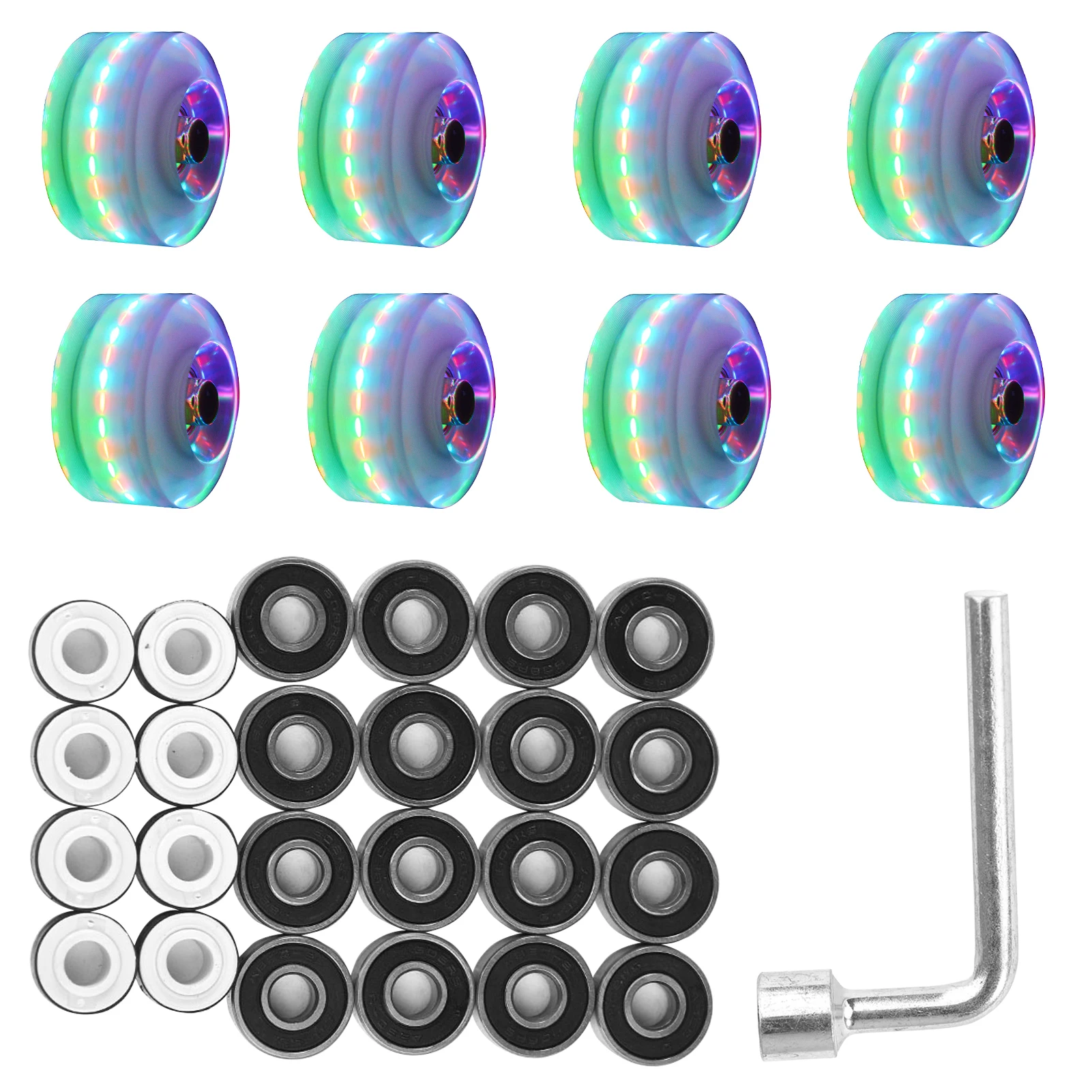 Flashing Roller With Wrench Sports LED Lighting Skate Wheel Wide Surface Double Row Noiseless Replacement High Elastic Cool
Flashing Roller With Wrench Sports LED Lighting Skate Wheel Wide Surface Double Row Noiseless Replacement High Elastic Cool