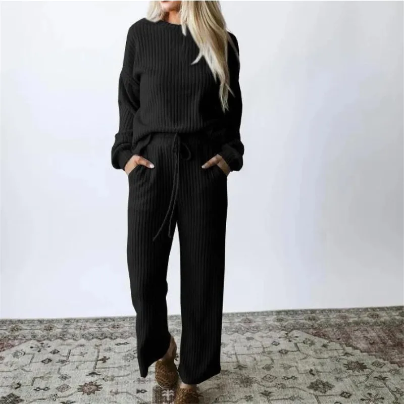 Two Piece Set Lady Autumn Winter Casual Homewear Women Pullover Sweater Tracksuit High Waist Knit Wide Leg Pants 2 Piece Suits
Two Piece Set Lady Autumn Winter Casual Homewear Women Pullover Sweater Tracksuit High Waist Knit Wide Leg Pants 2 Piece Suits