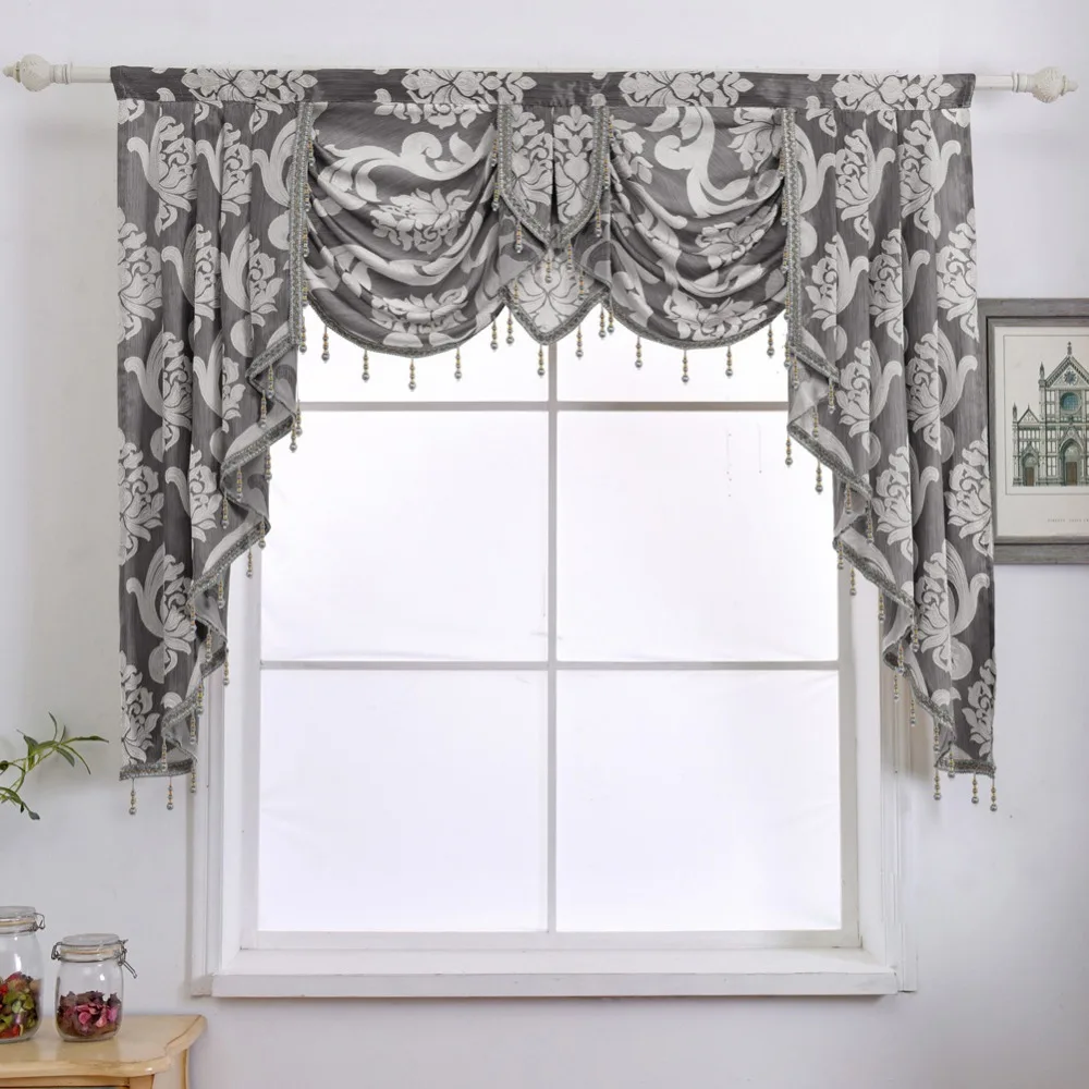

1 Piece Luxury Beaded Valance Rustic Decorative Window Curtain Home Backdrop Waterfall Drapes Living Room Ready Made For