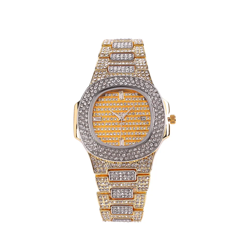 Luxury Men diamond Watch Gold Top Brand Full Steel Rhinestone Dourado Quartz Wristwatch Fashion diamond Watch hip hop For Men
Luxury Men diamond Watch Gold Top Brand Full Steel Rhinestone Dourado Quartz Wristwatch Fashion diamond Watch hip hop For Men