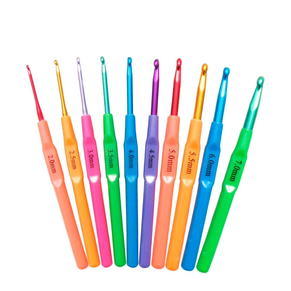 10PCS Multifunctional Plastic Handle Aluminum Crochet Hooks Knit Needles Metal Hook Crochet Template Kit Weave Craft
10PCS Multifunctional Plastic Handle Aluminum Crochet Hooks Knit Needles Metal Hook Crochet Template Kit Weave Craft