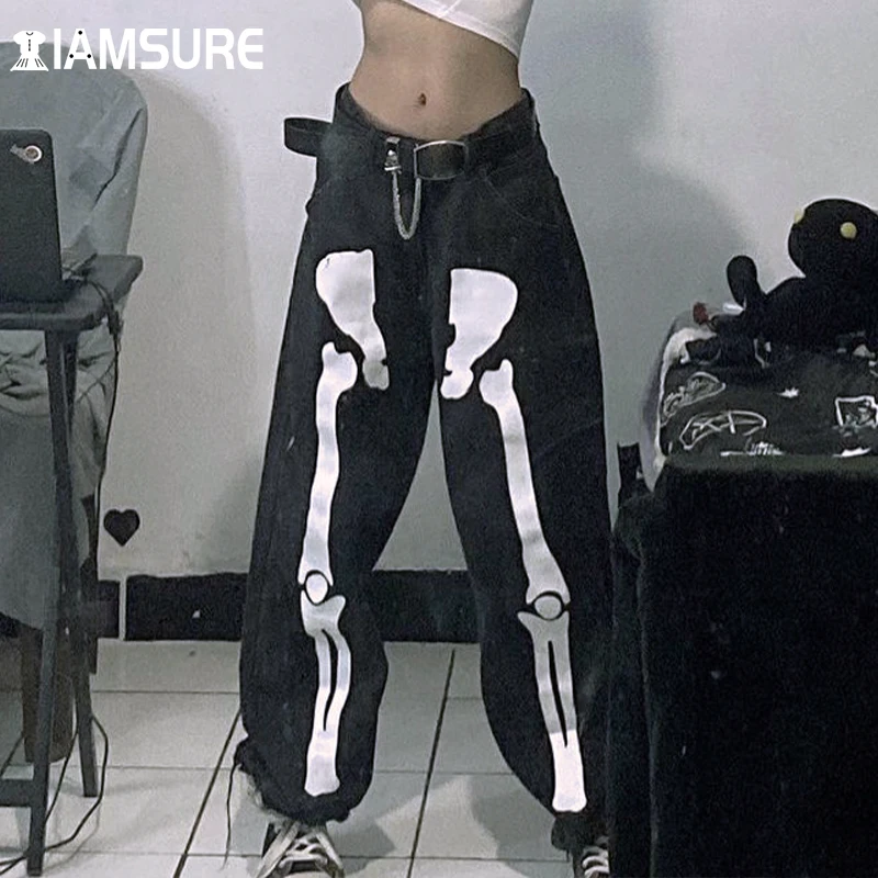IAMSURE Loose Gothic Printed Jeans Casual Streetwae Dark Wide Leg Pants High Waisted Women'S Trousers Fashion Autumn Punk Bottom
IAMSURE Loose Gothic Printed Jeans Casual Streetwae Dark Wide Leg Pants High Waisted Women'S Trousers Fashion Autumn Punk Bottom
