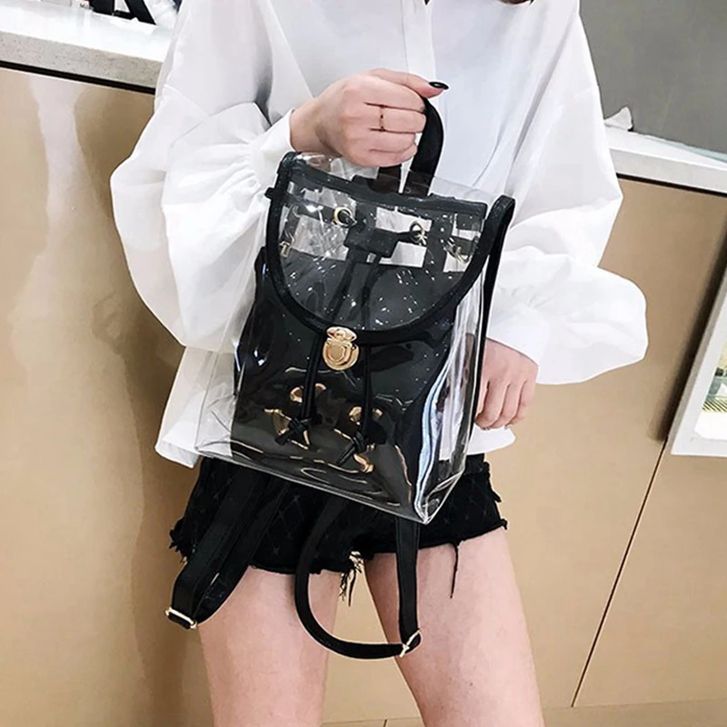 ASDS-2 Pcs Transparent Backpack Jelly Mini Lady Backpack School Backpack Teen Girls Women Bag Black & Blue
ASDS-2 Pcs Transparent Backpack Jelly Mini Lady Backpack School Backpack Teen Girls Women Bag Black & Blue