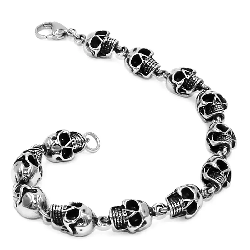 Vintage Gothic Skull Bracelet Stainless Steel Biker Bracelet Cool Skull Link Skull Mens Bracelet SJB0342
Vintage Gothic Skull Bracelet Stainless Steel Biker Bracelet Cool Skull Link Skull Mens Bracelet SJB0342