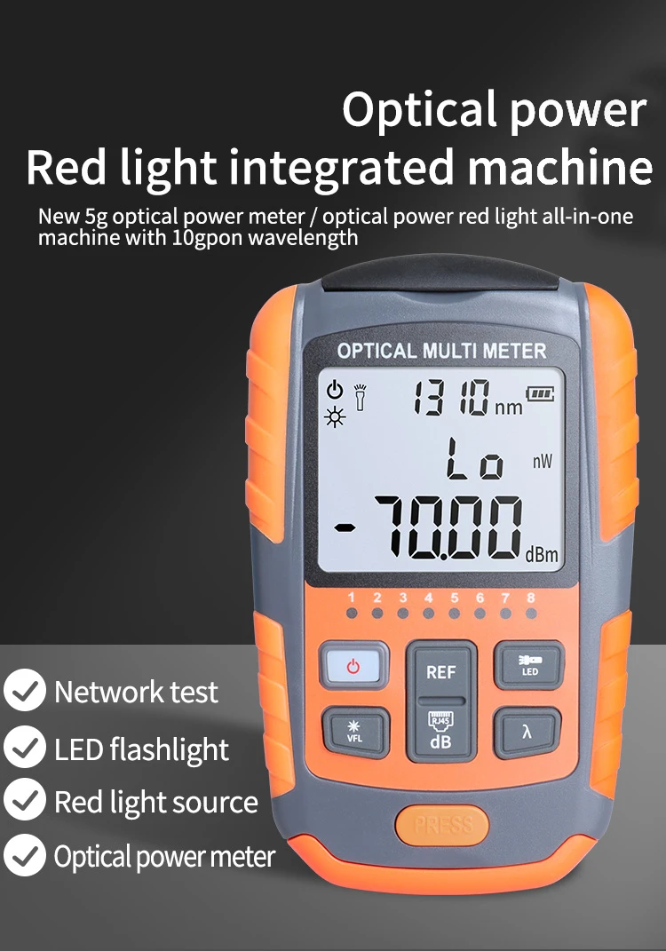 4 in1 5G 10 Wavelength Optical Power Meter Visual Fault Locator Network Cable Test Optical Fiber Tester VFL
4 in1 5G 10 Wavelength Optical Power Meter Visual Fault Locator Network Cable Test Optical Fiber Tester VFL