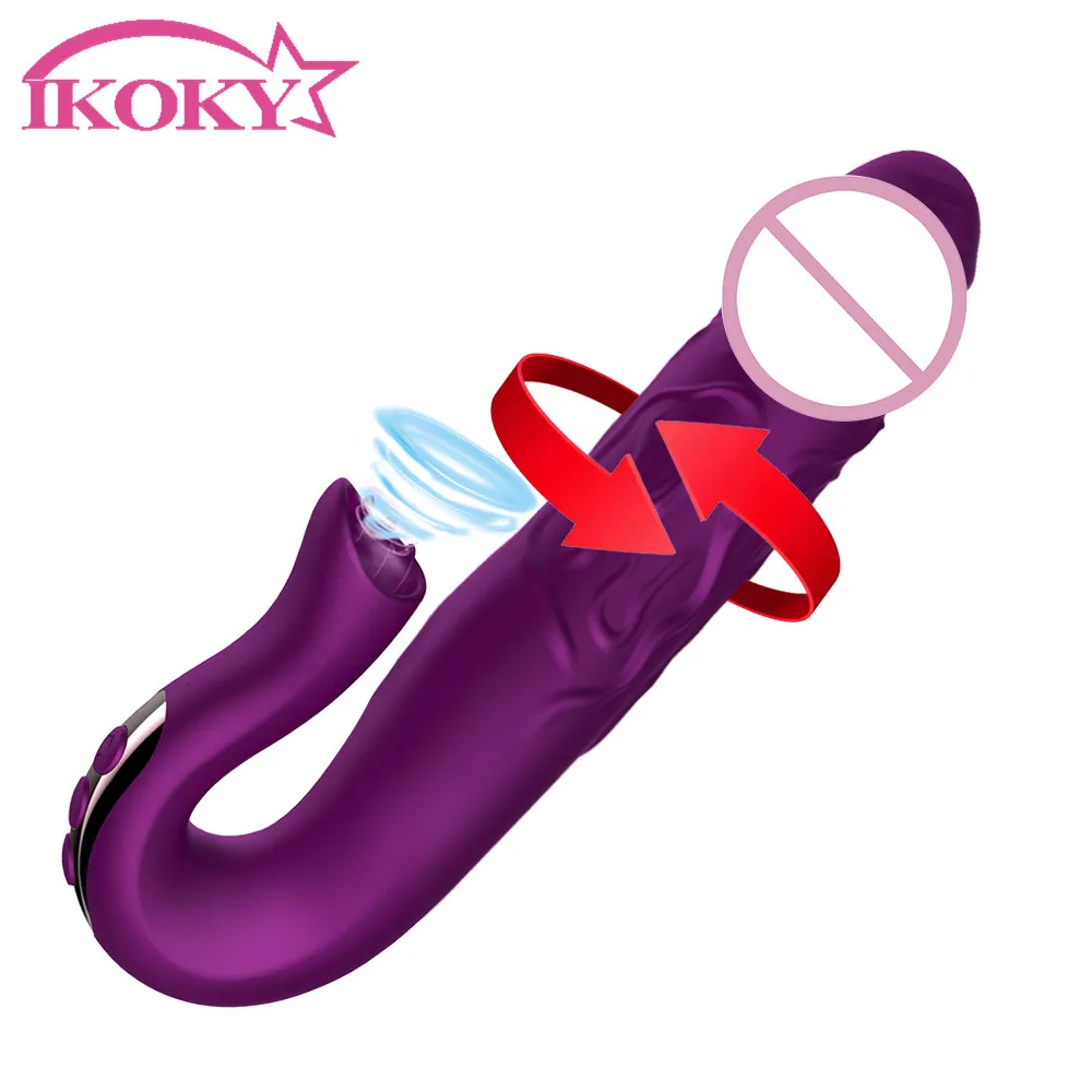 Фаллоимитатор вибратор телескопическая ротация AV палка G spot Массаж клитор