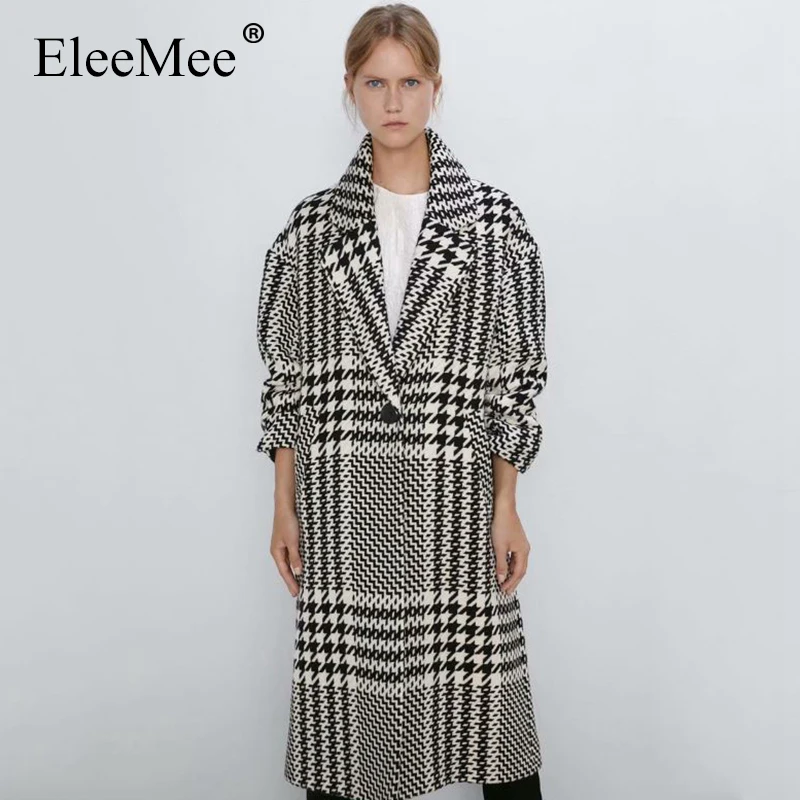 EleeMee Long Woolen Jacket For Women Houndstooth Ins 2022 Winter Overcoat Turndown Collar Loose Daily Fashion Size Xs-L 
EleeMee Long Woolen Jacket For Women Houndstooth Ins 2022 Winter Overcoat Turndown Collar Loose Daily Fashion Size Xs-L