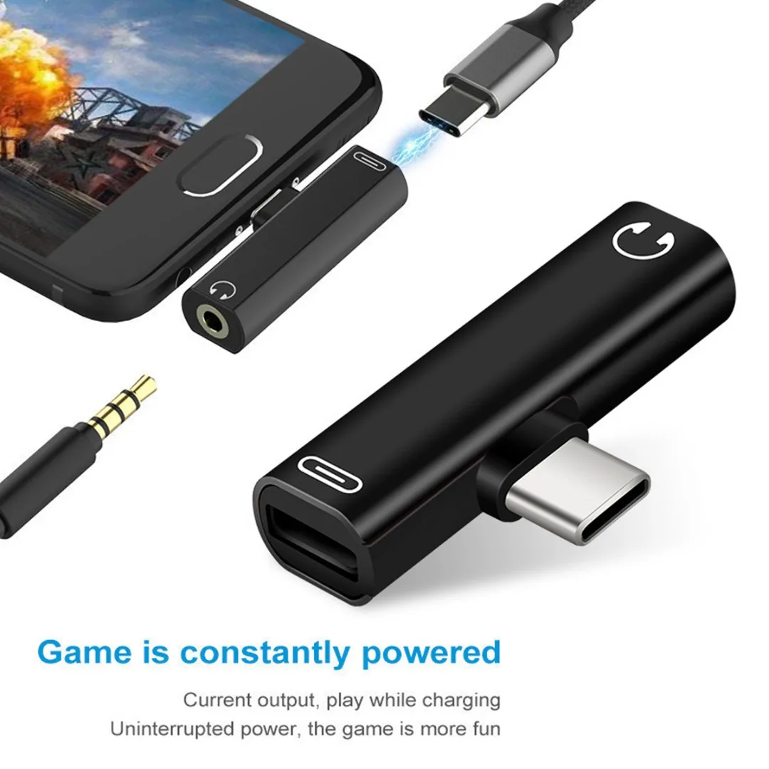Aux Jack Adapter USB C Charging Extension Earphone Mini Dual Type-C to 3.5mm AUX Headphone Converter for Huawei | Мобильные телефоны