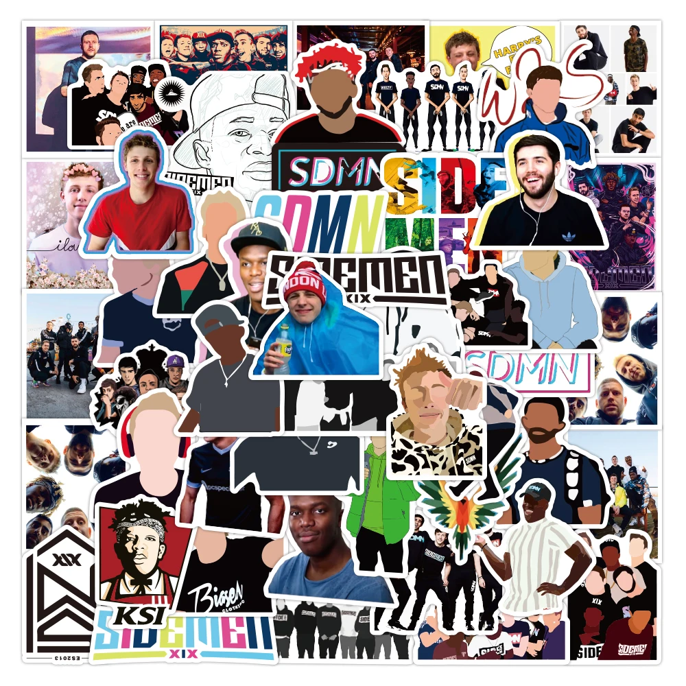 50PCS Sidemen Stickers Singer Band Snowboard Laptop Luggage Car Fridge Guitar Cup Phone Graffiti Decal Stickers Kid Classic Toys
50PCS Sidemen Stickers Singer Band Snowboard Laptop Luggage Car Fridge Guitar Cup Phone Graffiti Decal Stickers Kid Classic Toys