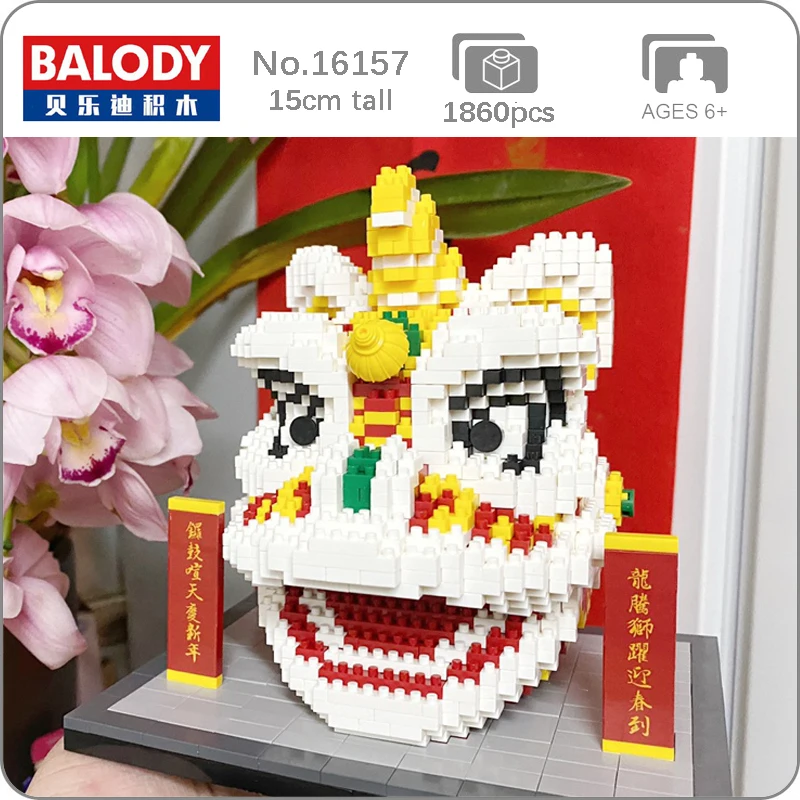 

Balody 16157 China Spring Festival Lion Dance Animal 3D Model DIY Mini Diamond Blocks Bricks Building Toy for Children no Box