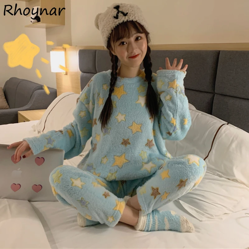Pajama Sets Women Winter Loose Warm Sweet Cute Sleepwear Long Sleeve Princess Style Ulzzang Leisure Female Tender Cozy New Ins 
Pajama Sets Women Winter Loose Warm Sweet Cute Sleepwear Long Sleeve Princess Style Ulzzang Leisure Female Tender Cozy New Ins