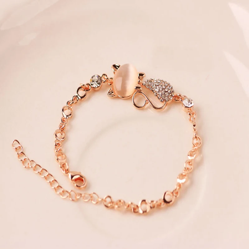 Rose Gold Alloy Lovely Cat Bracelets for Women Femme Children Girl Gift Jewelry Charms Crystal Opals Rhinestone Bangle Chain
Rose Gold Alloy Lovely Cat Bracelets for Women Femme Children Girl Gift Jewelry Charms Crystal Opals Rhinestone Bangle Chain