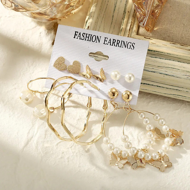 Fashion Pearl Hoop Earrings Set For Women Geometirc Gold Metal Circle Hoop Earrings Brincos 2021 Trend Jewelry Gift Butterfly 
Fashion Pearl Hoop Earrings Set For Women Geometirc Gold Metal Circle Hoop Earrings Brincos 2021 Trend Jewelry Gift Butterfly