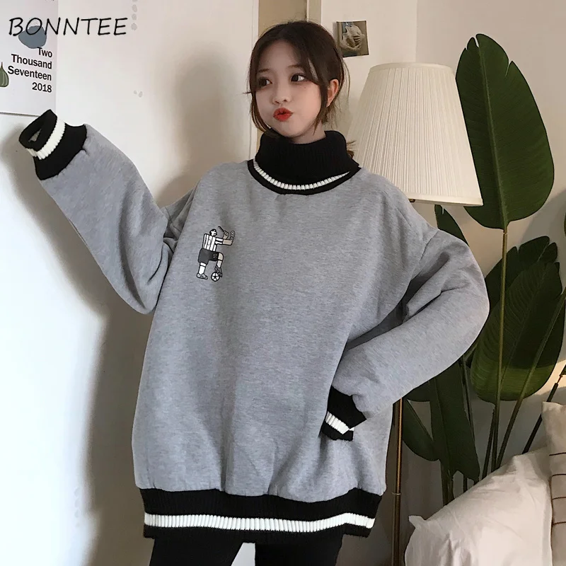 Hoodies Women Thicker Plus Velvet Solid Striped Printed Oversize Loose Turtleneck Full Sleeve Womens Hoodie Leisure Korean Style
Hoodies Women Thicker Plus Velvet Solid Striped Printed Oversize Loose Turtleneck Full Sleeve Womens Hoodie Leisure Korean Style