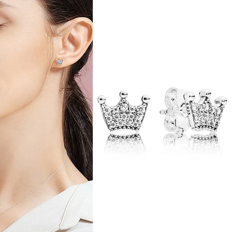 New Hot 925 Sterling Silver Fashion Shiny Crystal Crown Original Women's Pan Earrings Women's Wedding Gifts Fashion Jewelry
New Hot 925 Sterling Silver Fashion Shiny Crystal Crown Original Women's Pan Earrings Women's Wedding Gifts Fashion Jewelry
