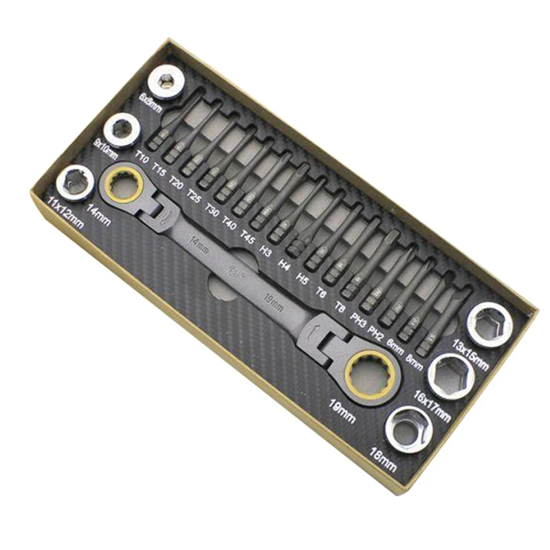 23-кусок набор Многофункциональный регулируемый ключ-Трещотка набор для ремонта велосипеда светильник для ремонта автомобилей и привода ви...
23-кусок набор Многофункциональный регулируемый ключ-Трещотка набор для ремонта велосипеда светильник для ремонта автомобилей и привода ви...