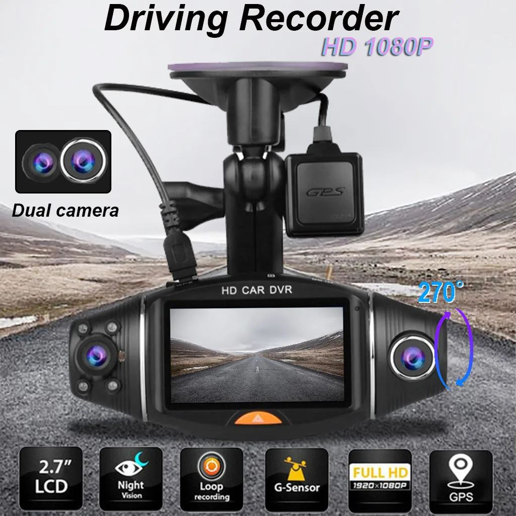 HD1080P Автомобильный видеорегистратор с двумя объективами и экраном 2 7