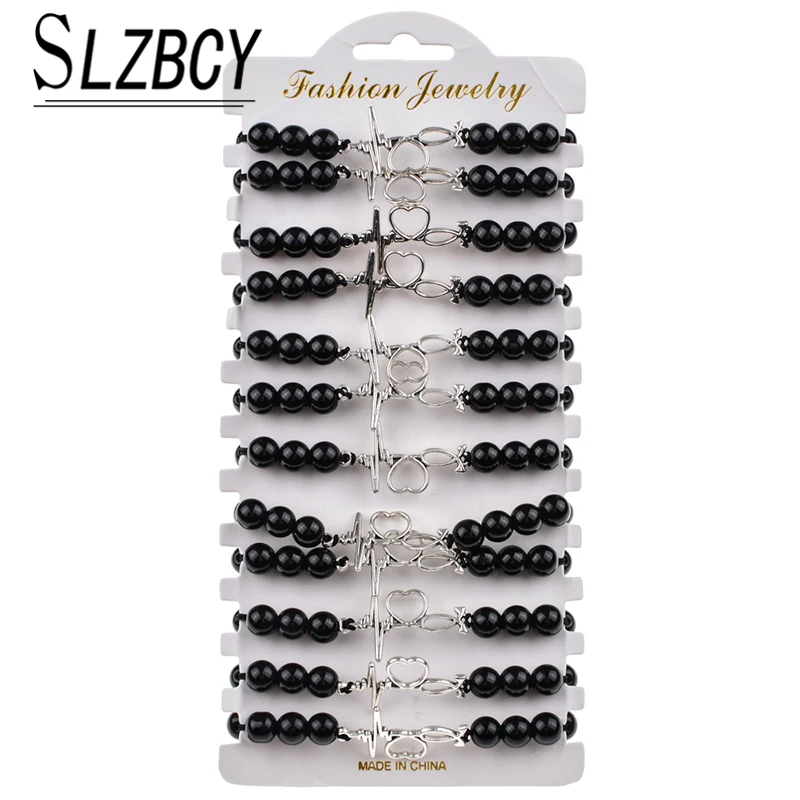 12pcs/set Black Beads Bracelet Set Electrocardiogram Heart Shape Charms Bracelets Adjustable Rope Chain Bracelet Women Jewelry
12pcs/set Black Beads Bracelet Set Electrocardiogram Heart Shape Charms Bracelets Adjustable Rope Chain Bracelet Women Jewelry