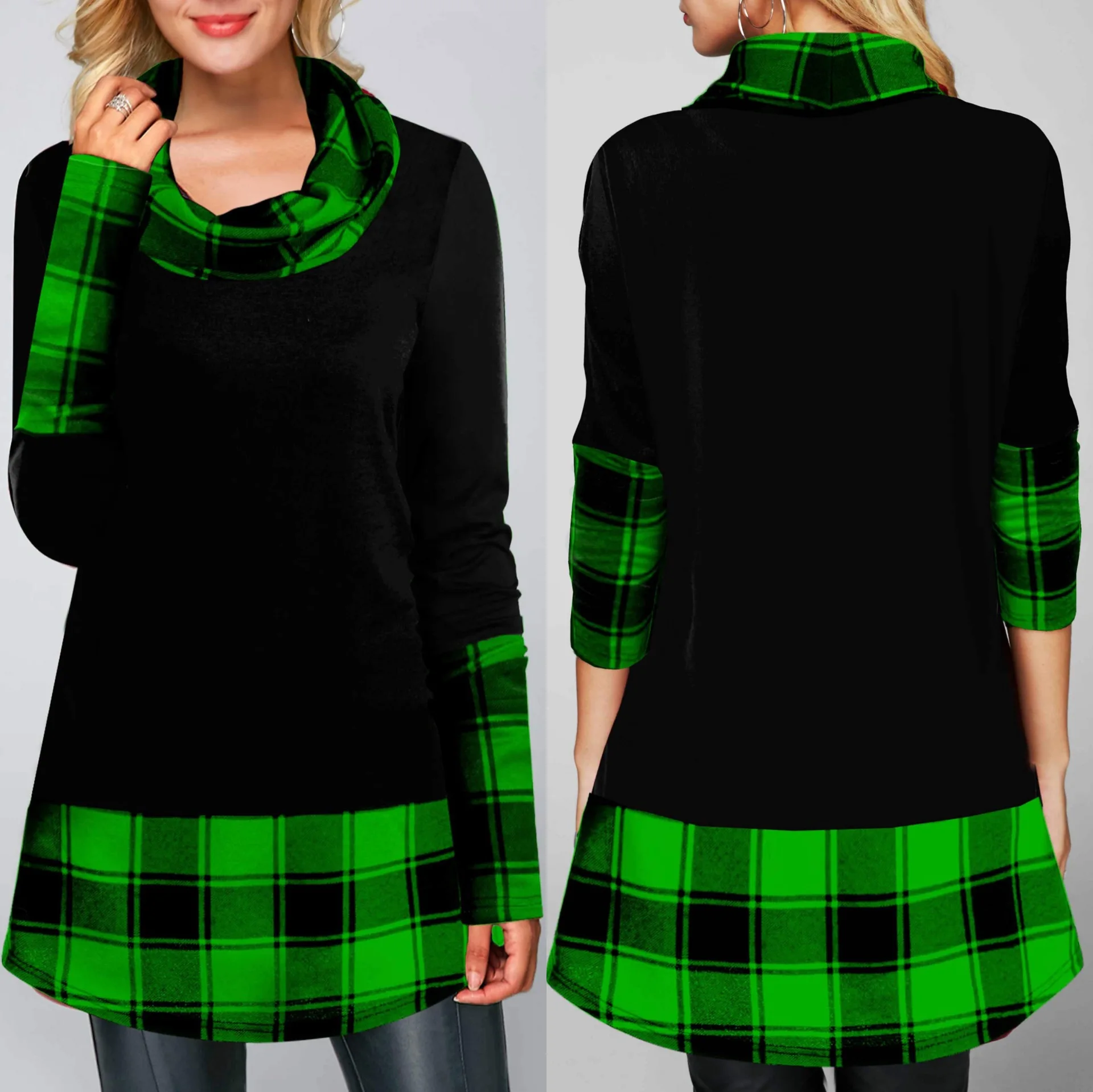 Spring Ladies Shirts Casual Loose O-Neck Tops Retro Plaid Printed Splicing Women T Shirt Long Sleeve Office Ladies Tee Shirts 
Spring Ladies Shirts Casual Loose O-Neck Tops Retro Plaid Printed Splicing Women T Shirt Long Sleeve Office Ladies Tee Shirts