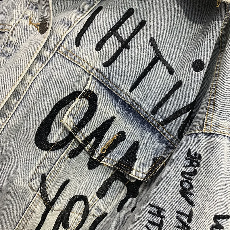 New Denim Jacket for Women Vintage Hole Washed Denim Jacket Loose Single-breasted Jacket Fashion Letter Embroidery Denim Jacket
New Denim Jacket for Women Vintage Hole Washed Denim Jacket Loose Single-breasted Jacket Fashion Letter Embroidery Denim Jacket