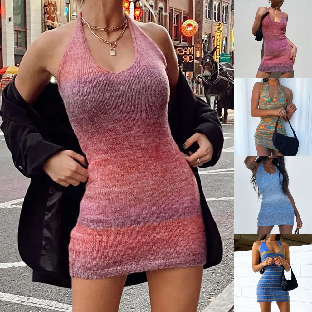 2021 V Neck Knitted Bodycon Dress Women Halter Neck Backless Bandage Summer Hollow Out Sleeveless Sexy Mini Beach Dresses
2021 V Neck Knitted Bodycon Dress Women Halter Neck Backless Bandage Summer Hollow Out Sleeveless Sexy Mini Beach Dresses