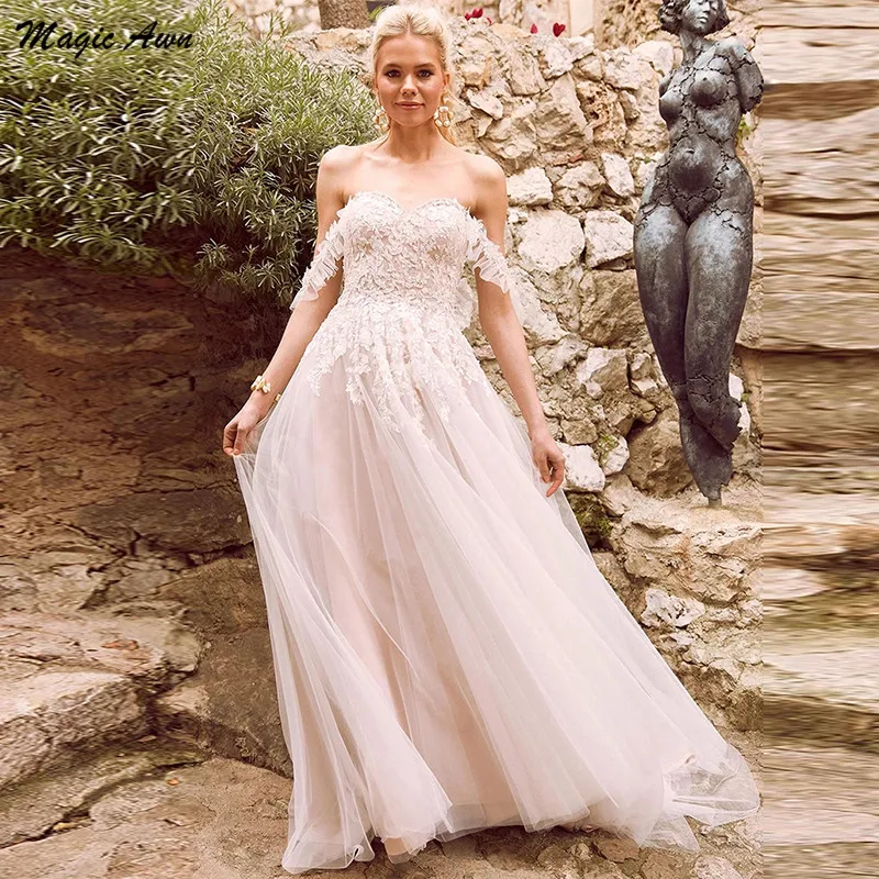 Magic Awn 2021 Beach Off The Shoulder Wedding Dresses Lace Appliques Princess Boho Bridal Gowns A-Line Customized Vestidos Novia
Magic Awn 2021 Beach Off The Shoulder Wedding Dresses Lace Appliques Princess Boho Bridal Gowns A-Line Customized Vestidos Novia