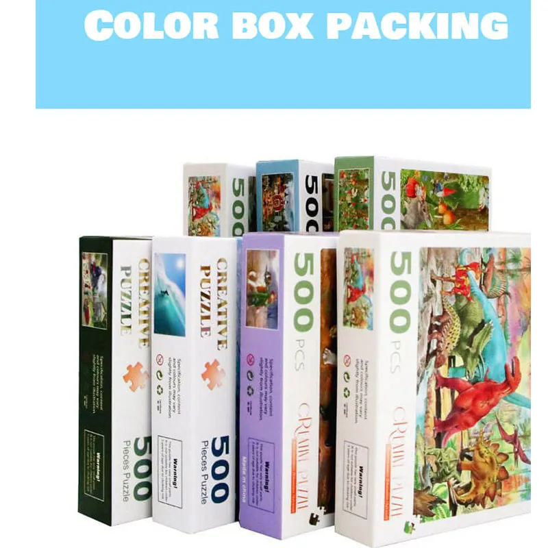 Box Packag 500 Puzzles For Adults Sublimation Wood Puzzle Blanks Dinosaur Lake Elephant Football Fairy Tale Universe Color
Box Packag 500 Puzzles For Adults Sublimation Wood Puzzle Blanks Dinosaur Lake Elephant Football Fairy Tale Universe Color