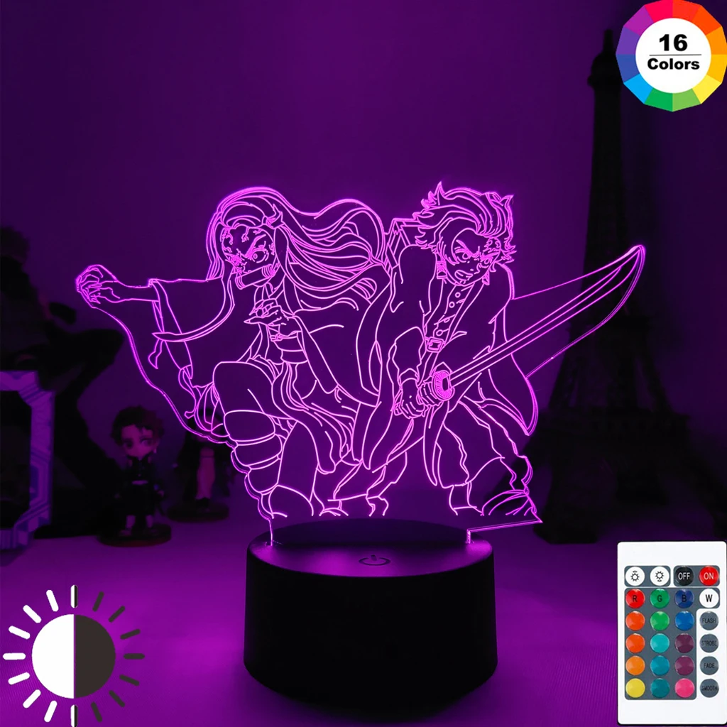 

Led Night Light Anime Figure Demon Slayer Lamp 3D Novelty Party For Atmosphere Bedroom Decor Festival Nightlights Indie Kid Gift