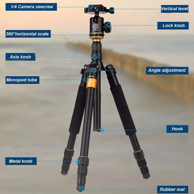 

QINGZHUANGSHIDAI Q999S Professional Photographic Portable Aluminium Alloy Tripod Kit Monopod Stand Ball head For Travel DSLR Cam