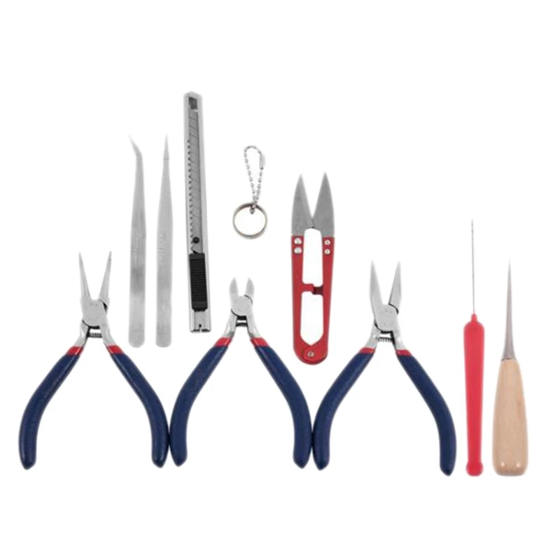 10Pcs Jewelry Tool Kit Diy Tools Set Equipment for Jewelry Making Repair with Plies Scissor Beading Tweezers and Pins
10Pcs Jewelry Tool Kit Diy Tools Set Equipment for Jewelry Making Repair with Plies Scissor Beading Tweezers and Pins