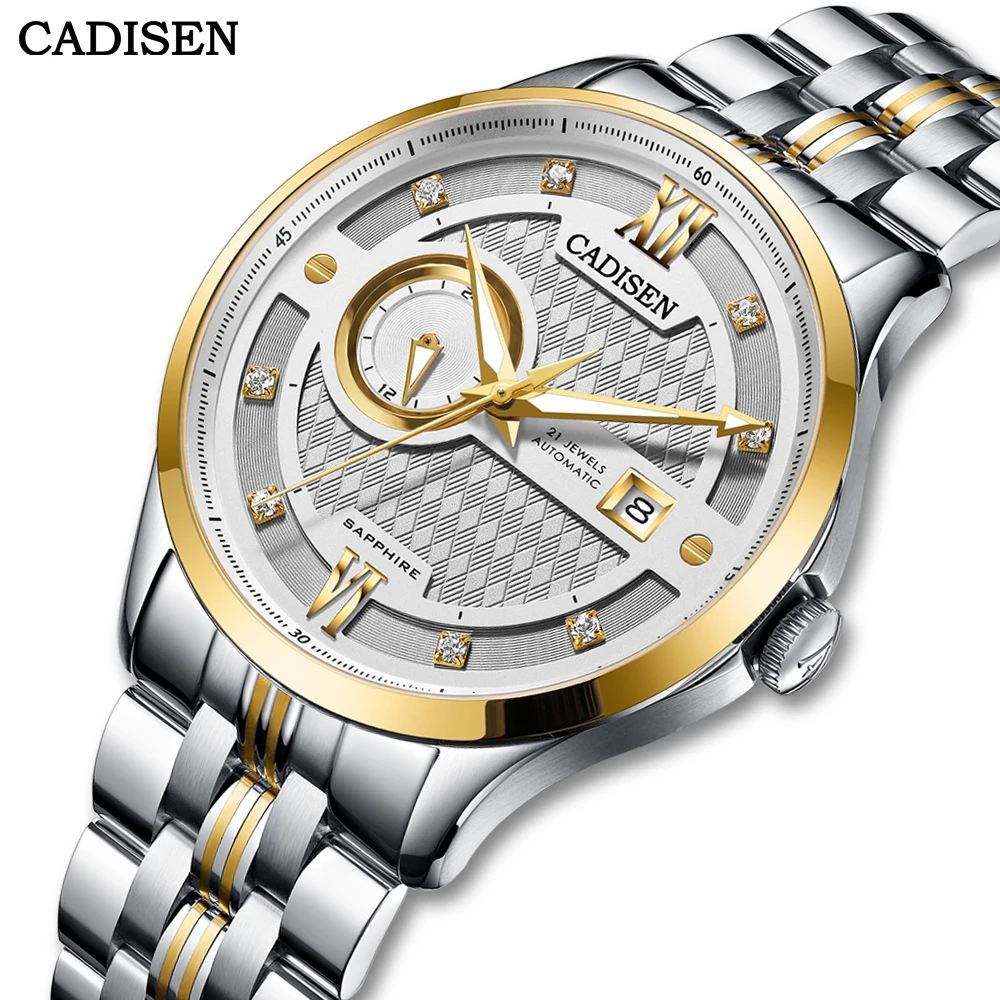 CADISEN Men Automatic Mechanical Watch 24 Hour 50m Waterproof Full Stainless Steel Sapphire Glass Miyota Movement Gold Watch Men
CADISEN Men Automatic Mechanical Watch 24 Hour 50m Waterproof Full Stainless Steel Sapphire Glass Miyota Movement Gold Watch Men