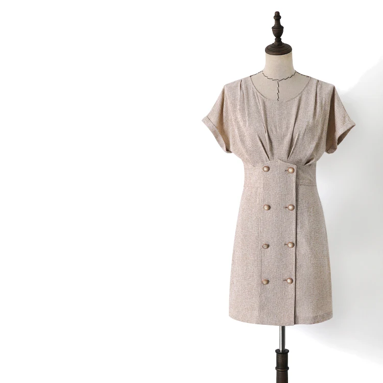 Autumn ladies elegant double-breasted slim office dress 2020 women runway vintage o-neck short sleeve mini dress cotton dress
Autumn ladies elegant double-breasted slim office dress 2020 women runway vintage o-neck short sleeve mini dress cotton dress