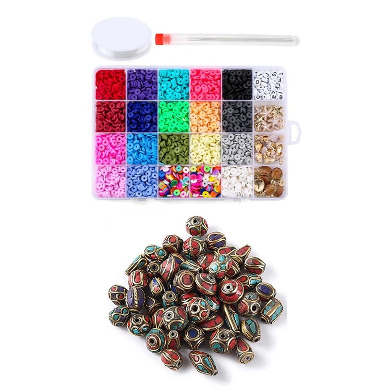 Плоские круглые бусины и браслет из полимерной глины, 6 мм
Плоские круглые бусины и браслет из полимерной глины, 6 мм