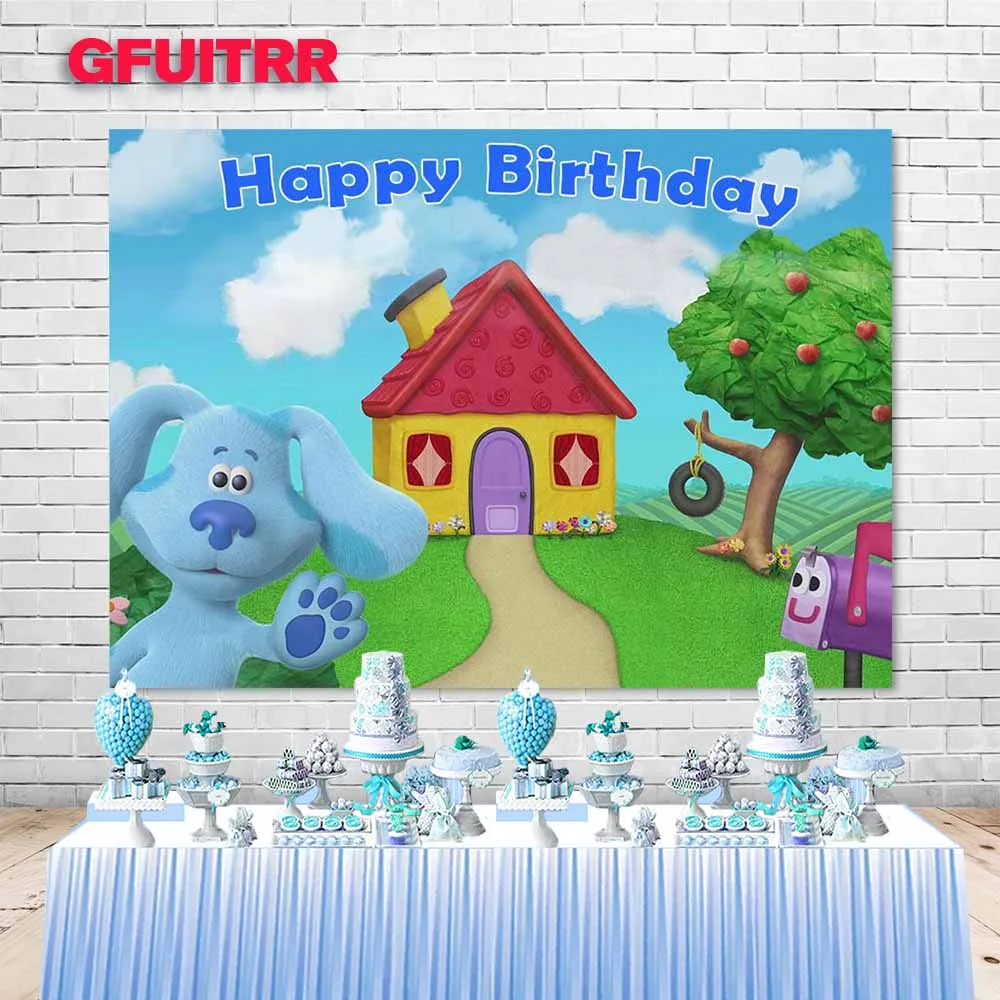 GFUITRR Blues Clues Photography Backdrop Kids 1st Birthday Baby Shower Dogs Photo Background Apple Tree Vinyl Photo Booth Props
GFUITRR Blues Clues Photography Backdrop Kids 1st Birthday Baby Shower Dogs Photo Background Apple Tree Vinyl Photo Booth Props