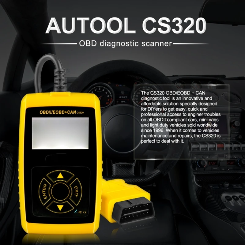 CS320 OBD2 Auto Diagnostic Scanner Car Code Reader Failure Analysis Scan Tool Turn Off Check Engine Light
CS320 OBD2 Auto Diagnostic Scanner Car Code Reader Failure Analysis Scan Tool Turn Off Check Engine Light